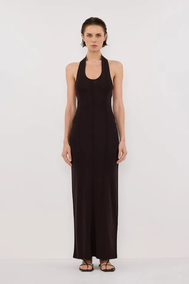 Women Maxi Dresses DISSH LISS BITTER CHOC HALTER MAXI DRESS