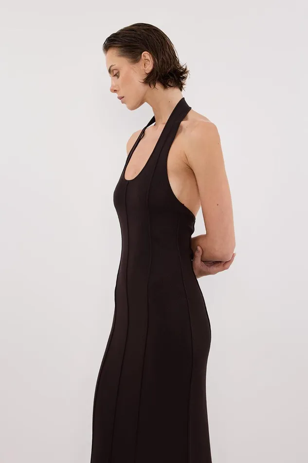 Women Maxi Dresses DISSH LISS BITTER CHOC HALTER MAXI DRESS