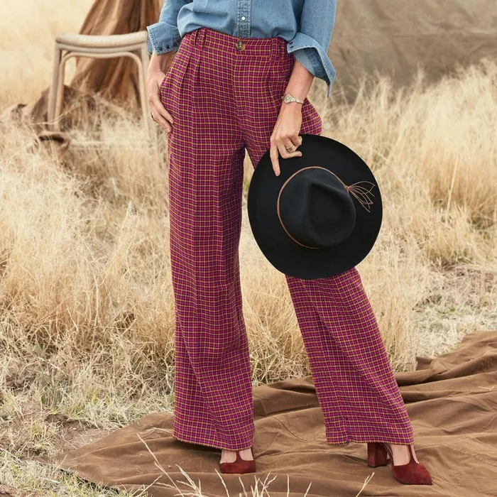 Women Mayra Plaid Pants Petite Rouge Sundance Catalog Petite Styles