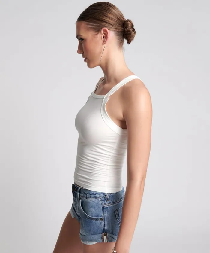 Women MIAMI BAMBOO LOGO TANK WHITE One Teaspoon Tees and Tanks Women MIAMI BAMBOO LOGO TANK WHITE One Teaspoon Tees and Tanks