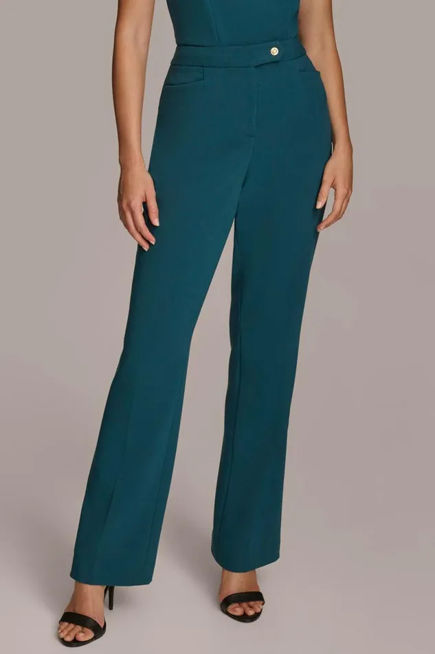 Women MIDRISE STRAIGHT LEG PANT Peacock Donna Karan New York Pants