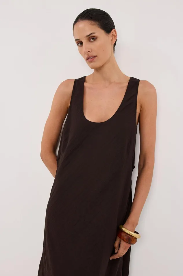 Women Midi Dresses DISSH SHILOH BITTER CHOC SCOOP NECK DRESS
