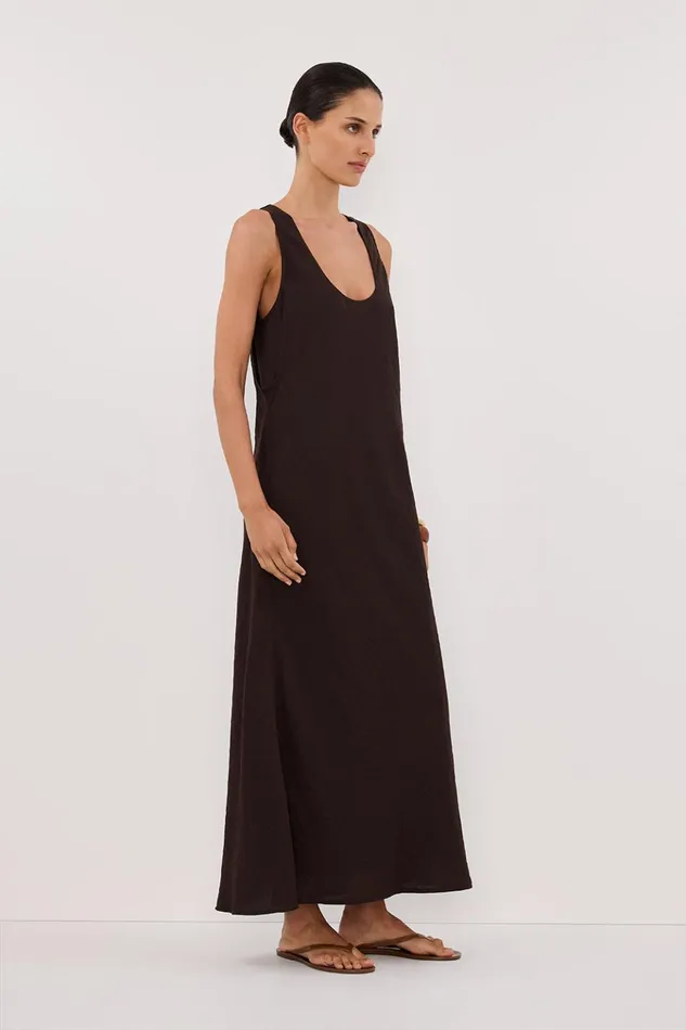 Women Midi Dresses DISSH SHILOH BITTER CHOC SCOOP NECK DRESS
