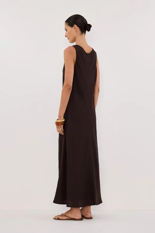 Women Midi Dresses DISSH SHILOH BITTER CHOC SCOOP NECK DRESS