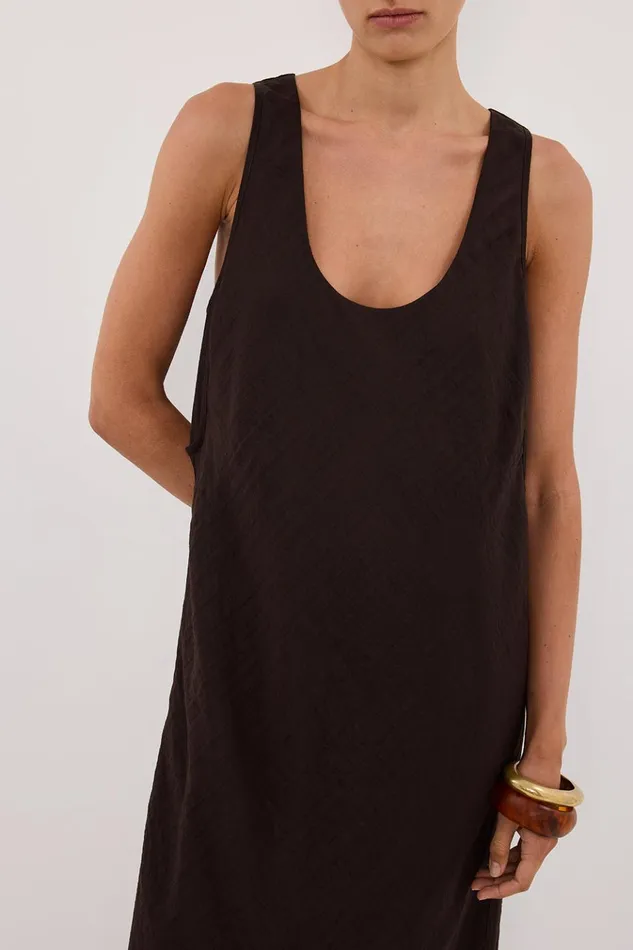Women Midi Dresses DISSH SHILOH BITTER CHOC SCOOP NECK DRESS