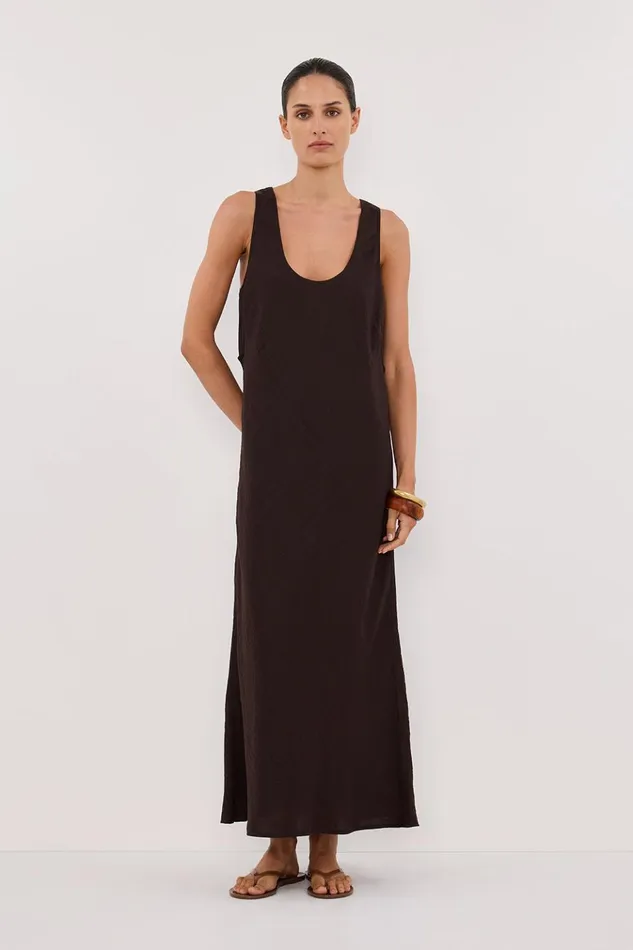 Women Midi Dresses DISSH SHILOH BITTER CHOC SCOOP NECK DRESS