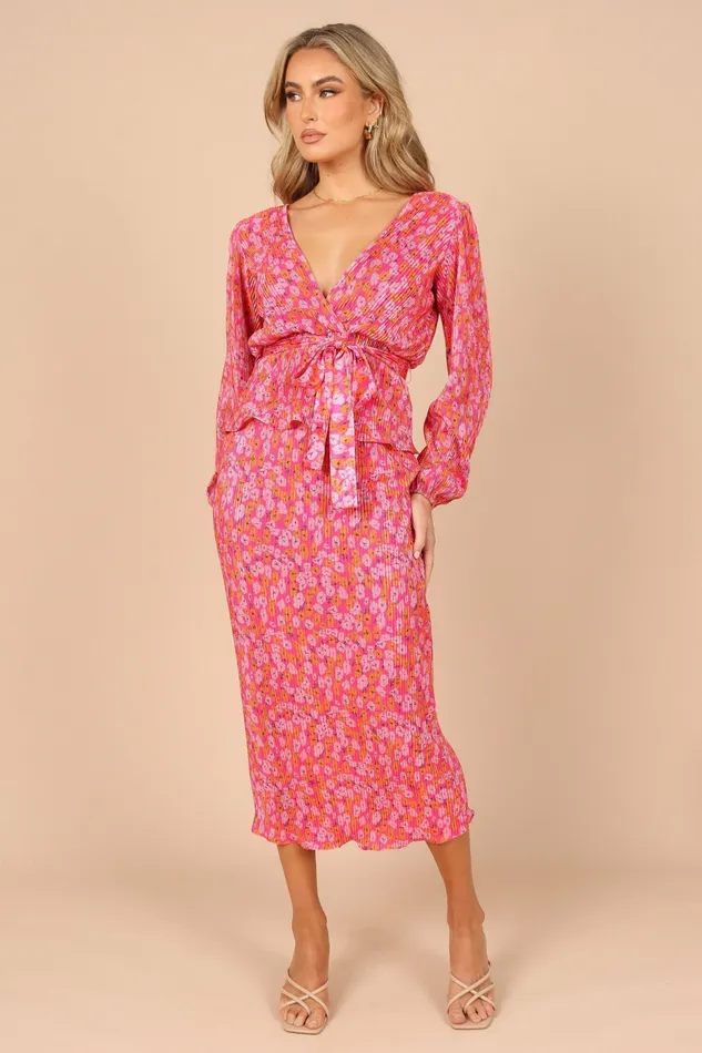 Women Minelli Pleat Top Hot Pink Matching Sets Petal and Pup