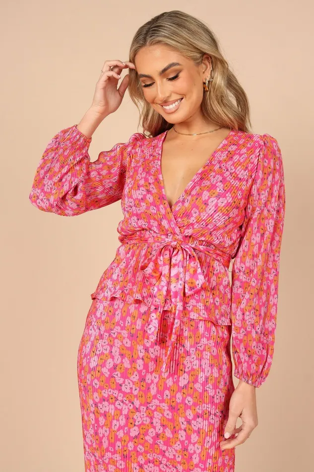 Women Minelli Pleat Top Hot Pink Matching Sets Petal and Pup