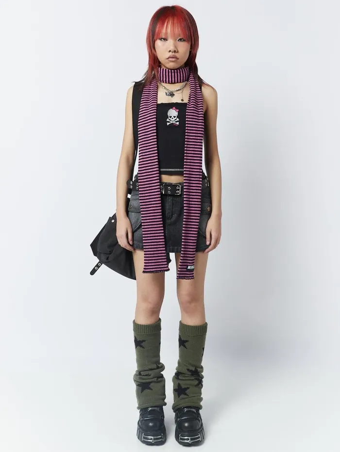 Women Minga London Bottoms Ashley Washed Black Mini Cargo Skirt