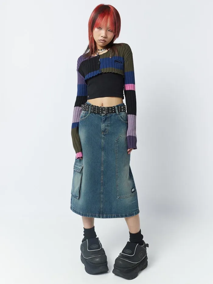 Women Minga London Knitwear Clueless MultiColour Extreme Cropped Cardigan
