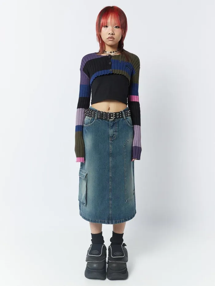 Women Minga London Knitwear Clueless MultiColour Extreme Cropped Cardigan