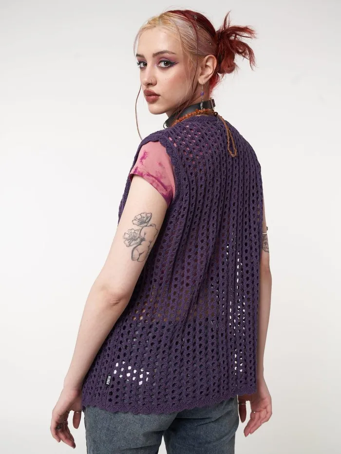 Women Minga London Knitwear Elfie Tie Front Knit Sleveless Cardigan