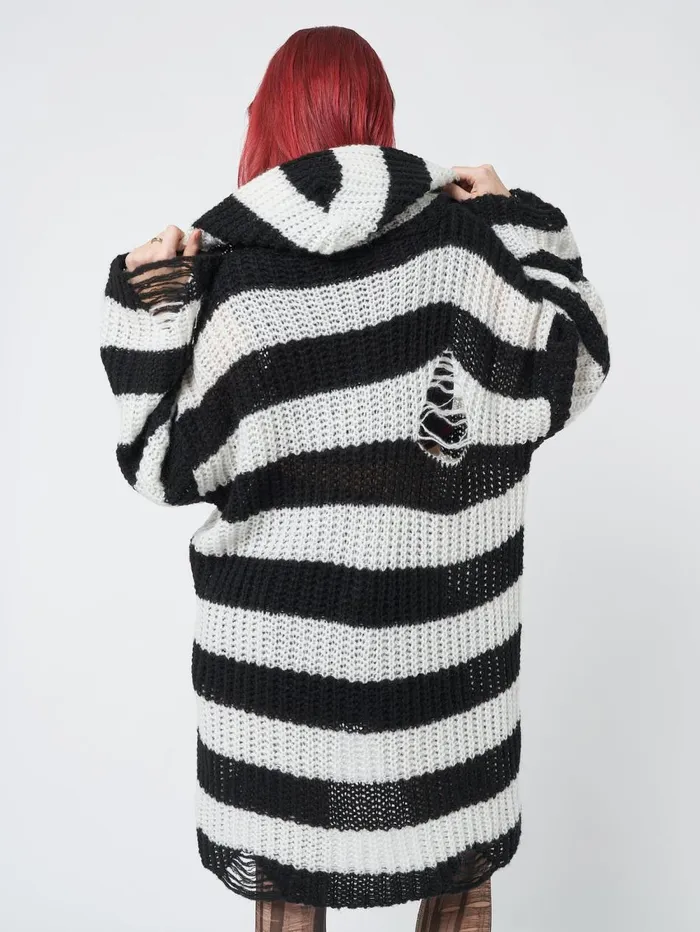Women Minga London Knitwear Gwen Striped Zip Up Knit Cardigan
