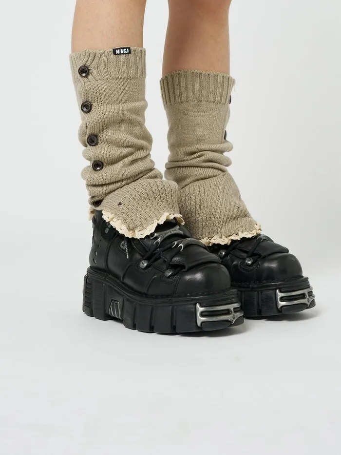 Women Minga London Shop All Zeva Beige Buttoned Leg Warmers