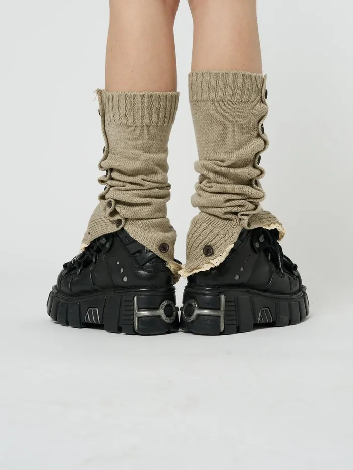Women Minga London Shop All Zeva Beige Buttoned Leg Warmers