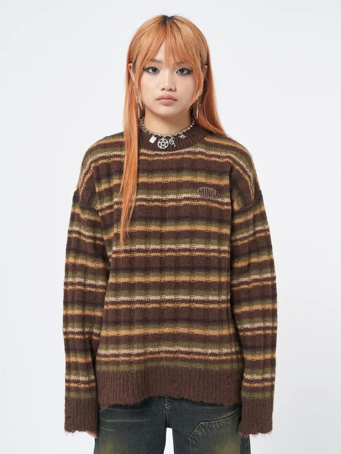 Women Minga London Sweaters and Hoodies Hazel Striped Chunky Knit Jumper