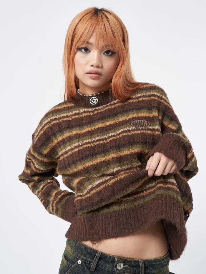 Women Minga London Sweaters and Hoodies Hazel Striped Chunky Knit Jumper