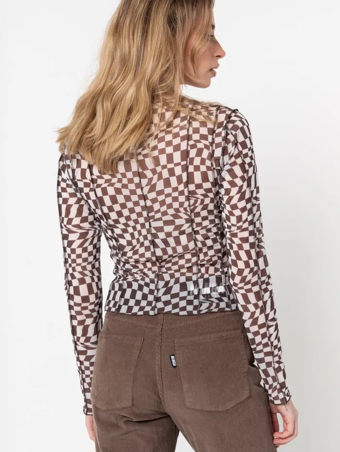 Women Minga London Tops and TShirts Distorted Check Mesh Top