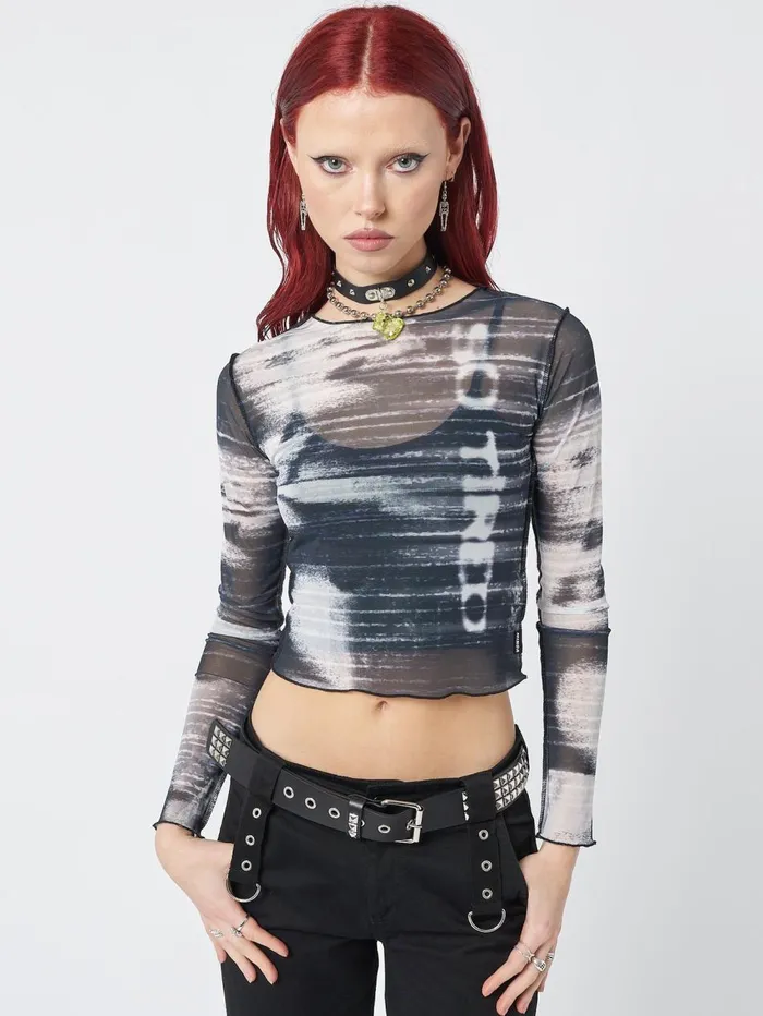 Women Minga London Tops and TShirts Electric Angel Mesh Crop Top