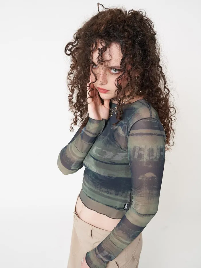 Women Minga London Tops and TShirts Evergreen Mesh Crop Top
