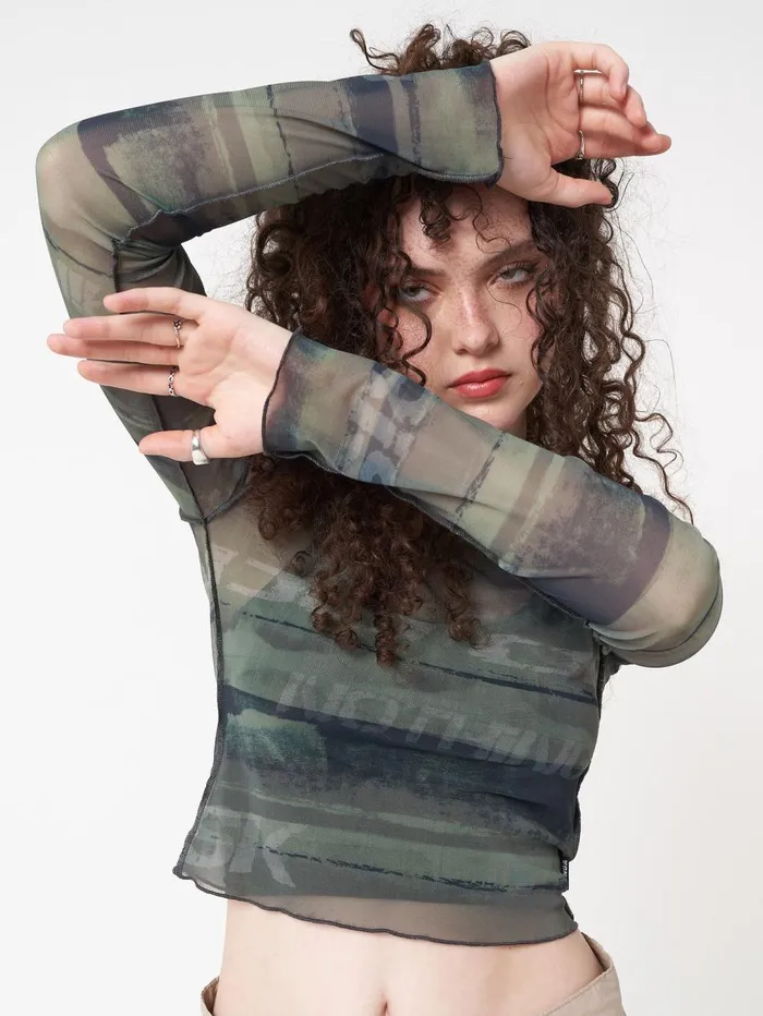 Women Minga London Tops and TShirts Evergreen Mesh Crop Top