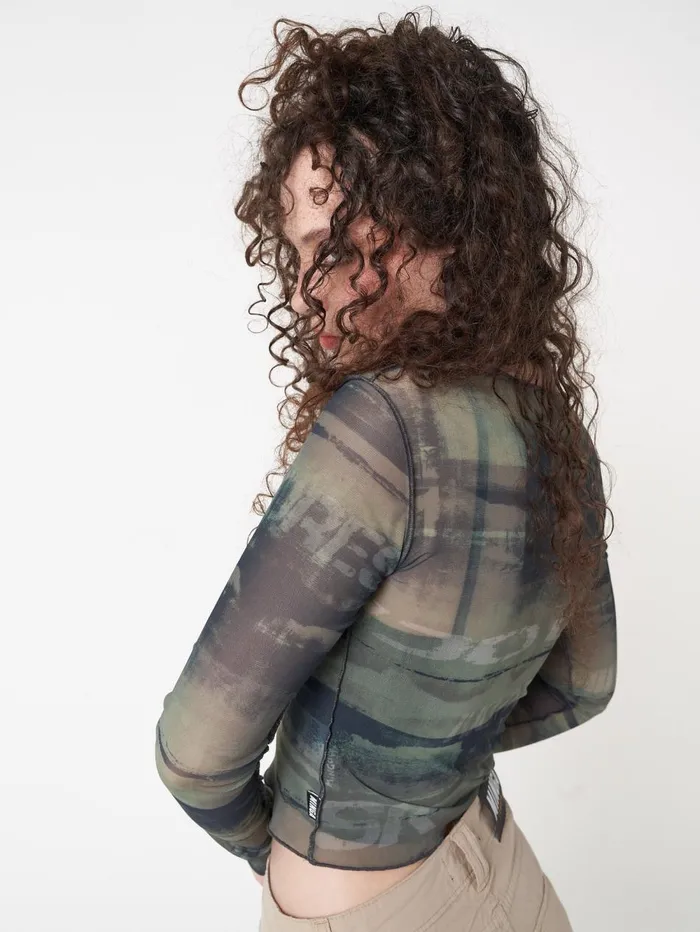 Women Minga London Tops and TShirts Evergreen Mesh Crop Top