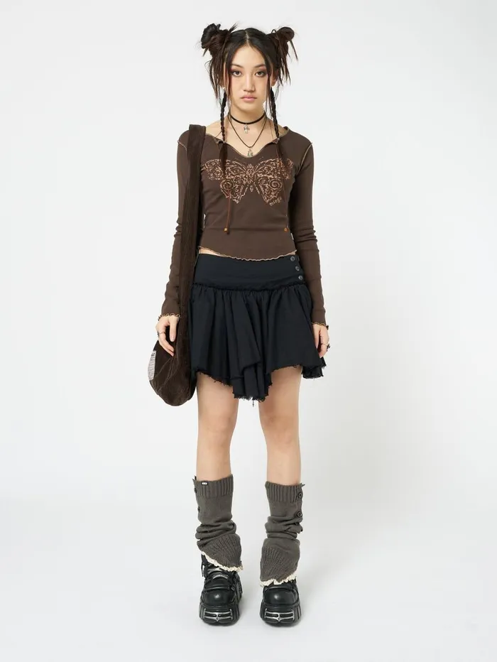 Women Minga London Tops and TShirts Nabi Butterfly Print Long Sleeve Top