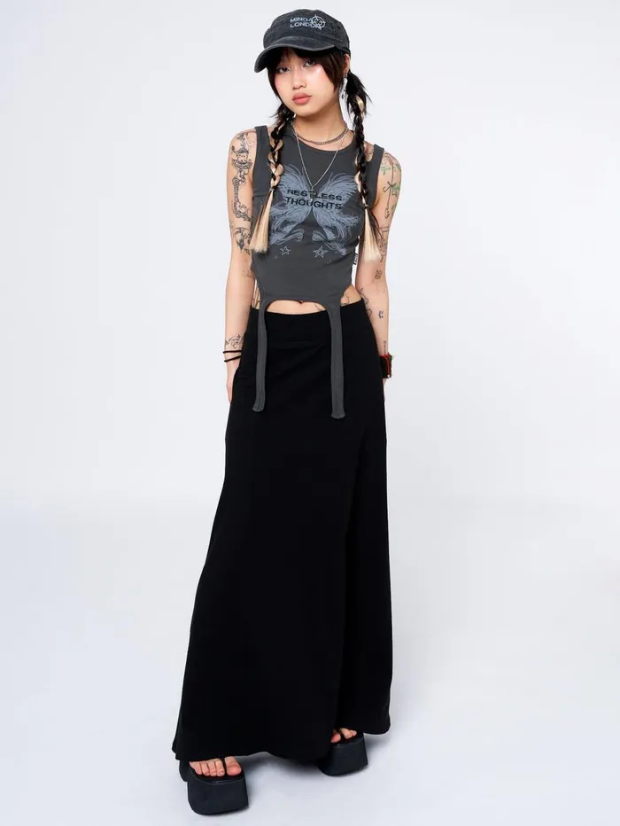 Women Minga London Tops and TShirts Restless Thoughts Grey Straps Top