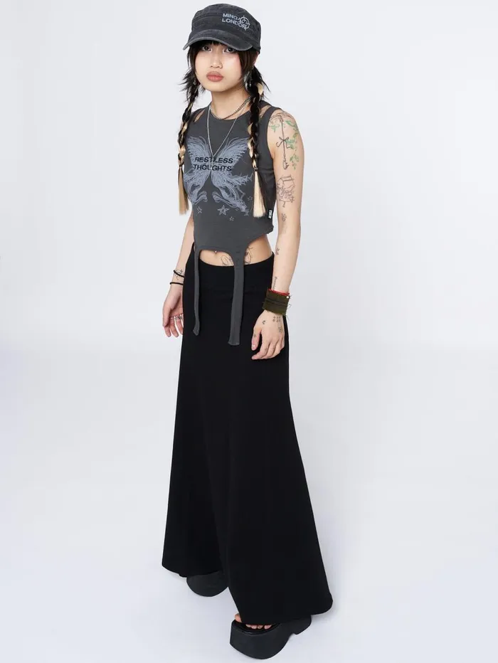 Women Minga London Tops and TShirts Restless Thoughts Grey Straps Top