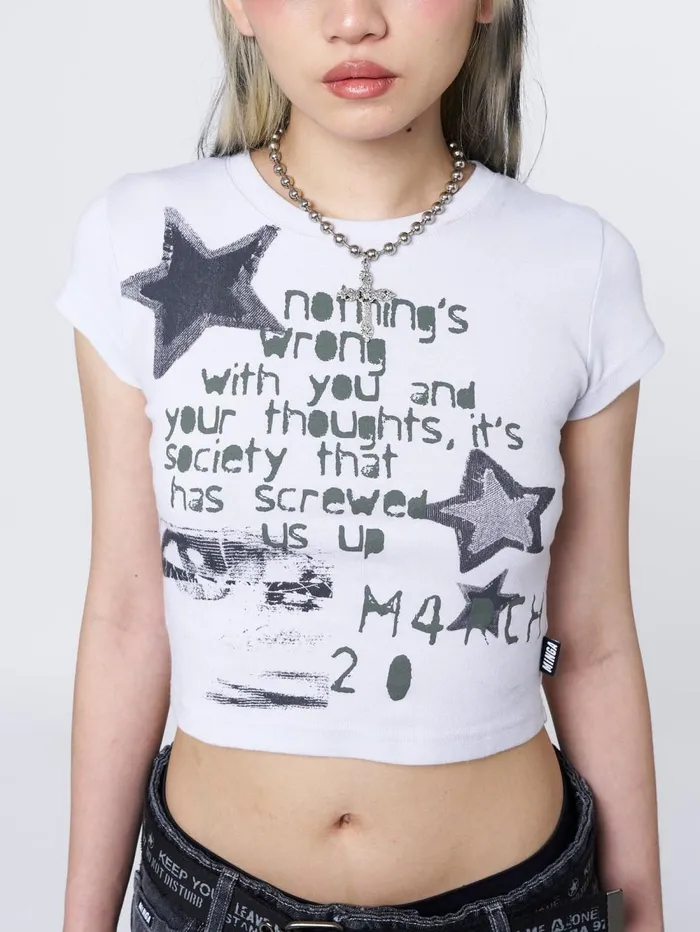 Women Minga London Tops and TShirts Society Star Graphic Baby Tee