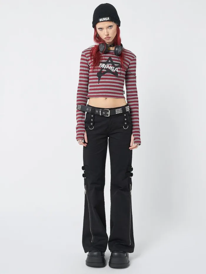 Women Minga London Tops and TShirts Star Sign Striped Rib Top