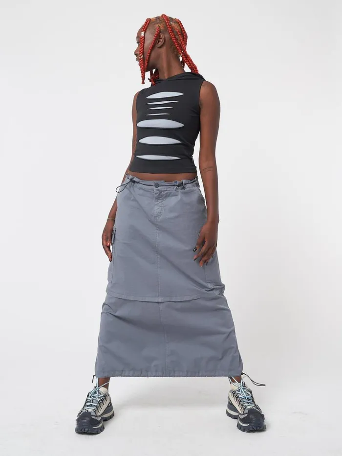 Women Minga London Tops and TShirts Stormy Slash Hooded Vest Top