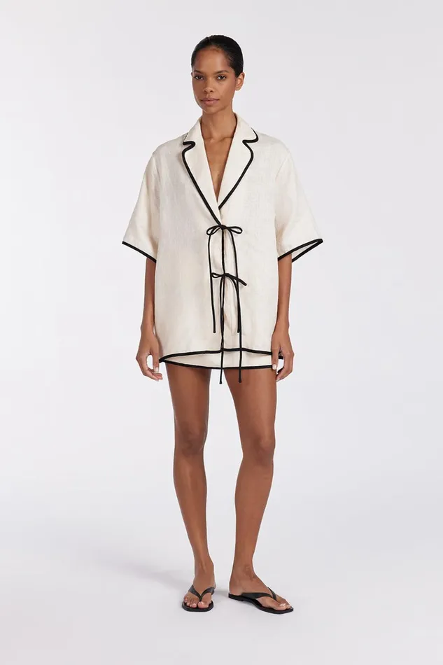 Women Mini DISSH VON CREAM LINEN SKORT
