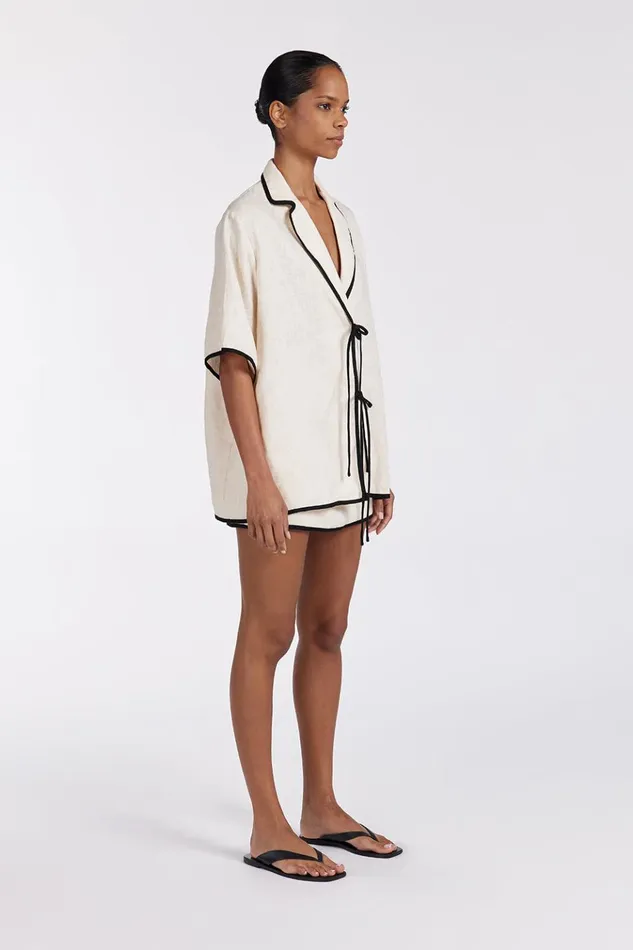 Women Mini DISSH VON CREAM LINEN SKORT