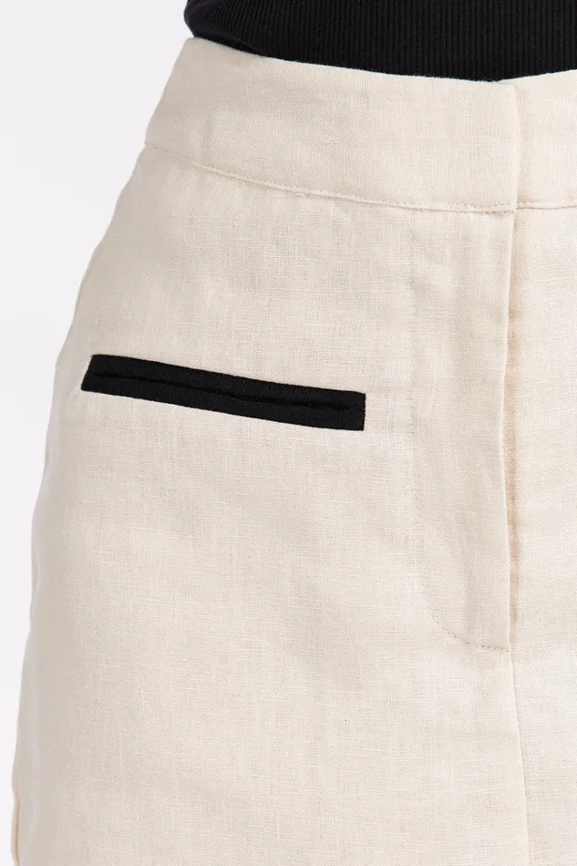 Women Mini DISSH VON CREAM LINEN SKORT