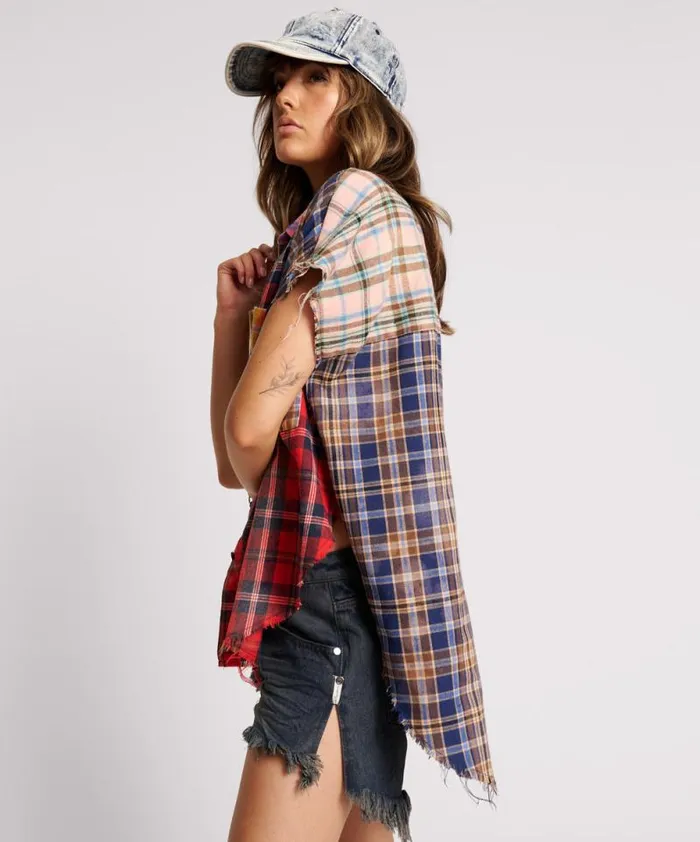 Women MIXED FLANNEL CUT OFF DARIA SHIRT One Teaspoon Shirts Women MIXED FLANNEL CUT OFF DARIA SHIRT One Teaspoon Shirts