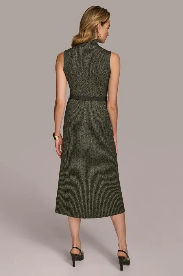 Women MOCK NECK RIBBED DRESS WITH BELT Blackgold Donna Karan New York Dresses And Jumpsuits Women MOCK NECK RIBBED DRESS WITH BELT Blackgold Donna Karan New York Dresses And Jumpsuits