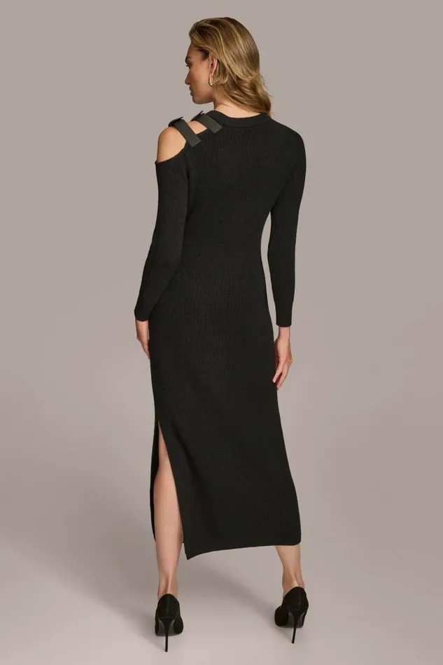 Women ONE SIDED COLD SHOULDER MIDI DRESS Black Donna Karan New York Dresses And Jumpsuits Women ONE SIDED COLD SHOULDER MIDI DRESS Black Donna Karan New York Dresses And Jumpsuits