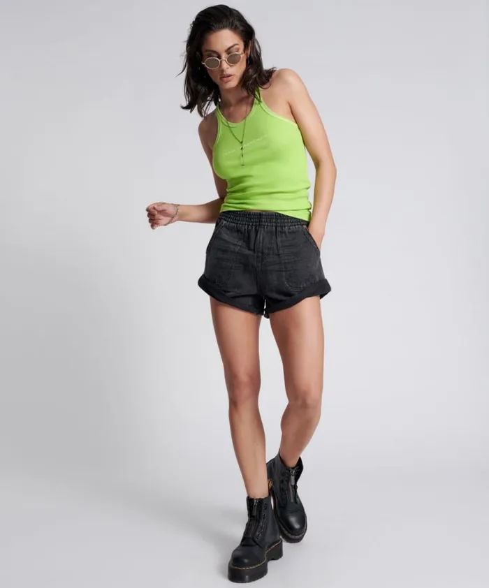 Women ONE TEASPOON LOGO RIB SINGLET One Teaspoon Tees and Tanks Women ONE TEASPOON LOGO RIB SINGLET One Teaspoon Tees and Tanks