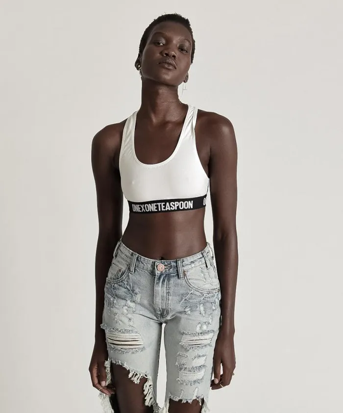 Women ONE X RUNNER CROP BRALETTE WHITE One Teaspoon Intimates Women ONE X RUNNER CROP BRALETTE WHITE One Teaspoon Intimates