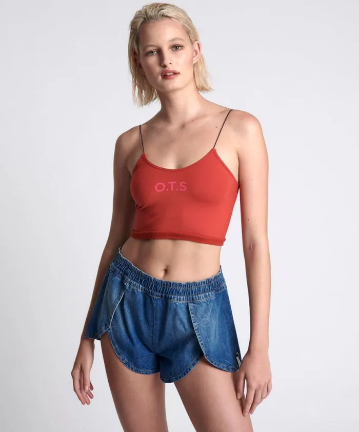 Women OTS STRING BACK BOXER CROP RED One Teaspoon Intimates