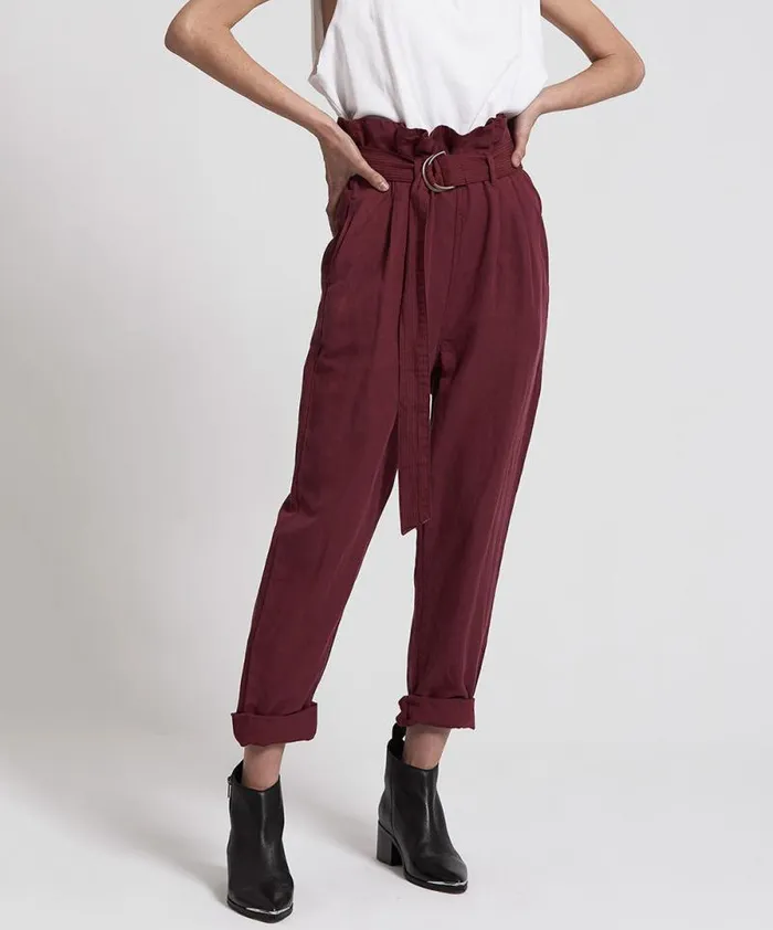 Women OXBLOOD LINEN HIGH WAIST SOHO PANTS One Teaspoon Bottoms Women OXBLOOD LINEN HIGH WAIST SOHO PANTS One Teaspoon Bottoms