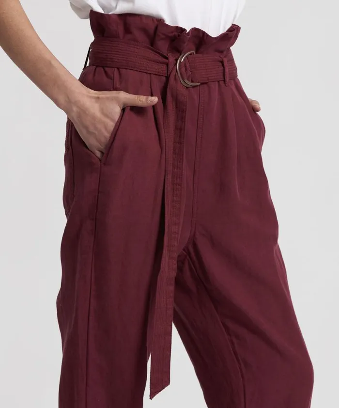 Women OXBLOOD LINEN HIGH WAIST SOHO PANTS One Teaspoon Bottoms Women OXBLOOD LINEN HIGH WAIST SOHO PANTS One Teaspoon Bottoms