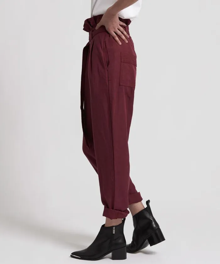Women OXBLOOD LINEN HIGH WAIST SOHO PANTS One Teaspoon Bottoms Women OXBLOOD LINEN HIGH WAIST SOHO PANTS One Teaspoon Bottoms