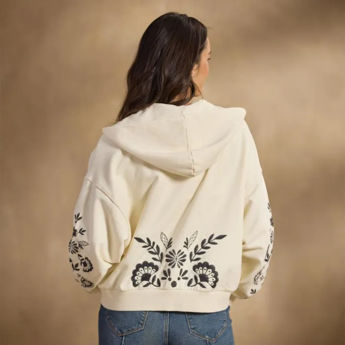 Women Painted Porcelain Zip Hoodie Ivory Sundance Catalog Jackets and Coats Women Painted Porcelain Zip Hoodie Ivory Sundance Catalog Jackets and Coats