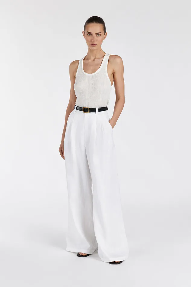 Women Pants DISSH HOLDEN WHITE LINEN PANT
