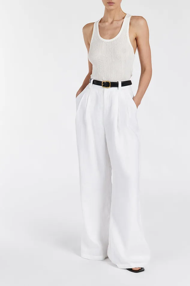 Women Pants DISSH HOLDEN WHITE LINEN PANT