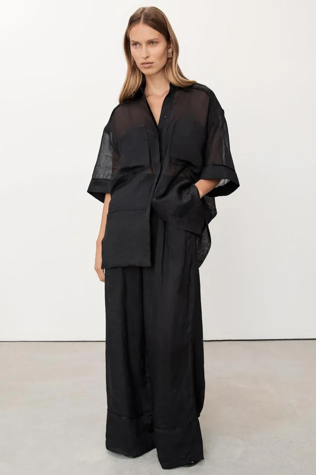 Women Pants DISSH KAI BLACK RAMIE RESORT PANT