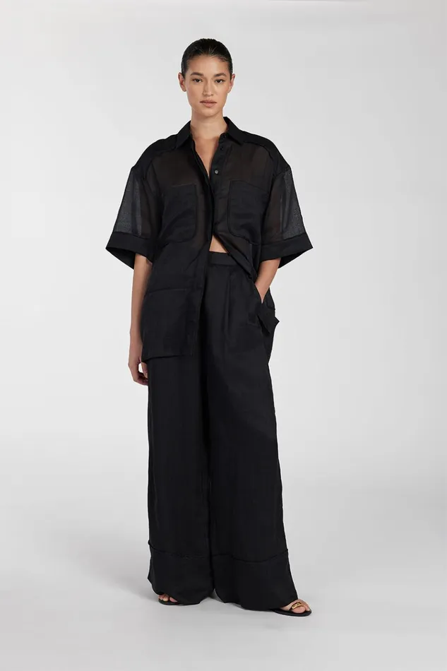Women Pants DISSH KAI BLACK RAMIE RESORT PANT