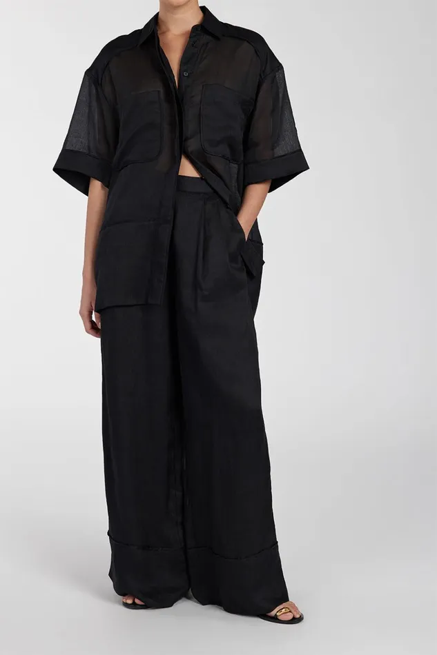Women Pants DISSH KAI BLACK RAMIE RESORT PANT